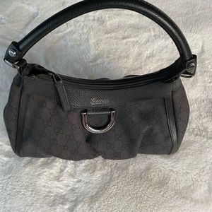 Gucci GG Canvas & Leather Hobo Bag Black